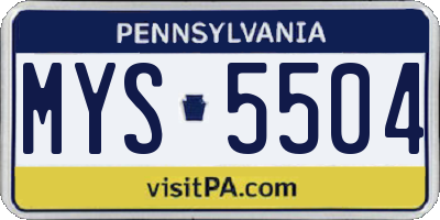 PA license plate MYS5504