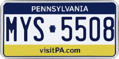 PA license plate MYS5508