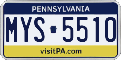 PA license plate MYS5510