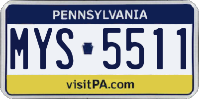 PA license plate MYS5511