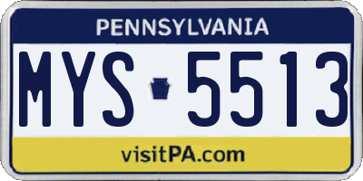 PA license plate MYS5513
