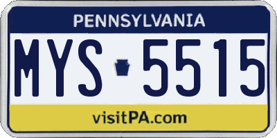 PA license plate MYS5515