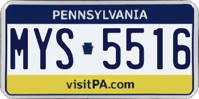 PA license plate MYS5516