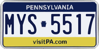 PA license plate MYS5517