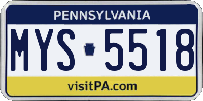 PA license plate MYS5518