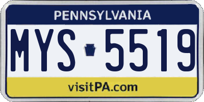 PA license plate MYS5519