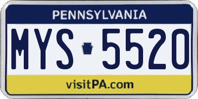 PA license plate MYS5520