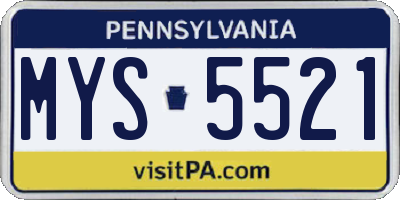 PA license plate MYS5521