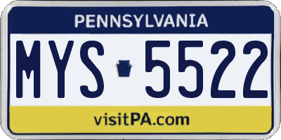 PA license plate MYS5522