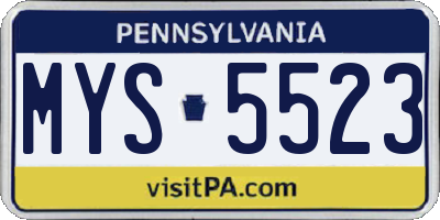 PA license plate MYS5523