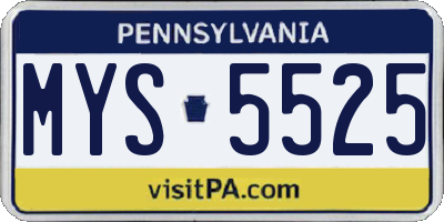 PA license plate MYS5525