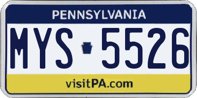 PA license plate MYS5526