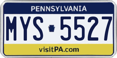 PA license plate MYS5527