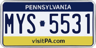 PA license plate MYS5531