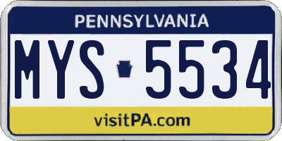 PA license plate MYS5534