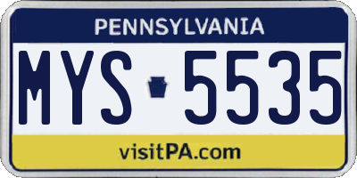 PA license plate MYS5535