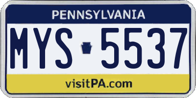 PA license plate MYS5537
