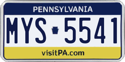 PA license plate MYS5541