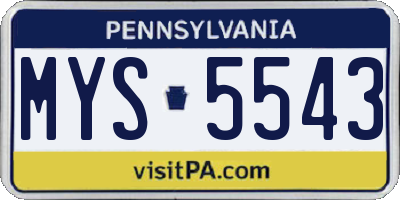 PA license plate MYS5543
