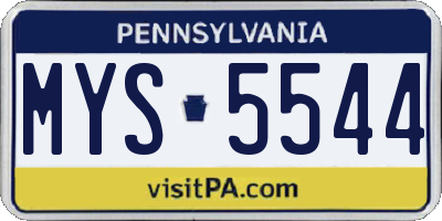 PA license plate MYS5544