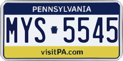 PA license plate MYS5545