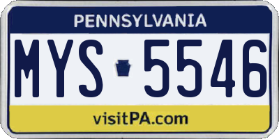 PA license plate MYS5546