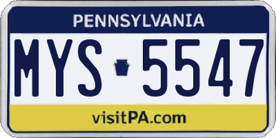 PA license plate MYS5547