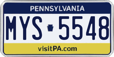 PA license plate MYS5548