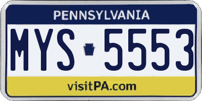 PA license plate MYS5553