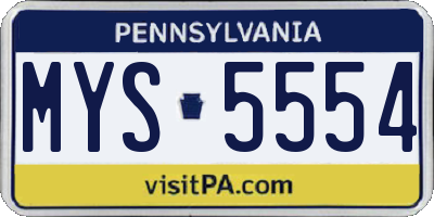PA license plate MYS5554