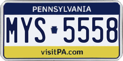PA license plate MYS5558