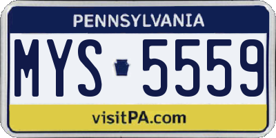 PA license plate MYS5559