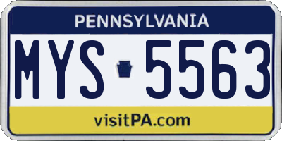 PA license plate MYS5563