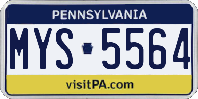 PA license plate MYS5564