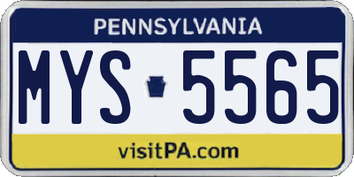 PA license plate MYS5565