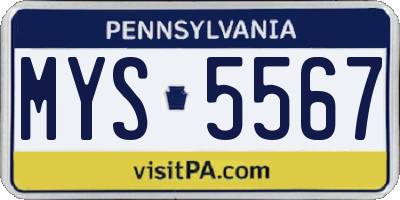 PA license plate MYS5567