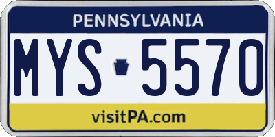 PA license plate MYS5570