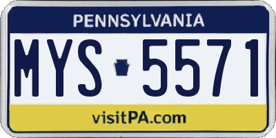 PA license plate MYS5571