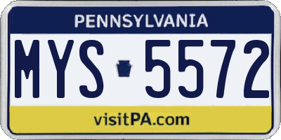 PA license plate MYS5572