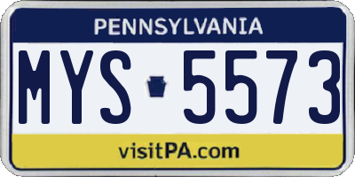 PA license plate MYS5573