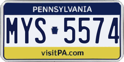 PA license plate MYS5574
