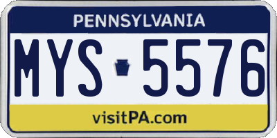 PA license plate MYS5576
