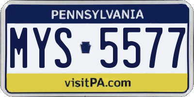PA license plate MYS5577