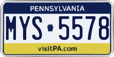 PA license plate MYS5578