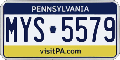 PA license plate MYS5579