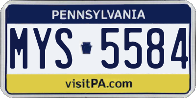 PA license plate MYS5584
