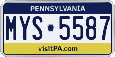 PA license plate MYS5587