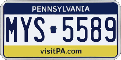 PA license plate MYS5589