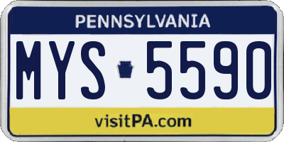 PA license plate MYS5590