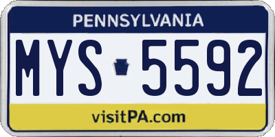 PA license plate MYS5592
